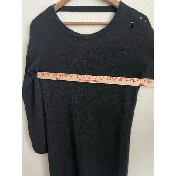 360 Cashmere Sweater Dress Women S Charcoal Gray Open Back Long Sleeve Flawed - Picture 9 of 12